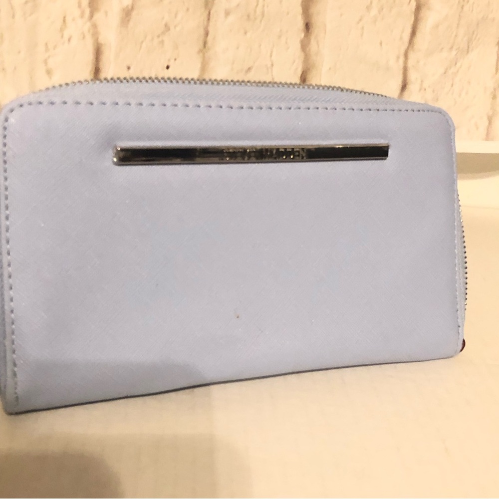 Steve Madden Women's Sky Blue Zip Around Wallet Wristlet Clutch